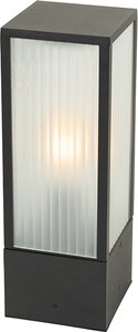 Stehende Außenleuchte schwarz mit geripptem Glas 40 cm IP44 - Charlois