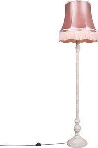 Retro Stehlampe grau mit rosa Oma Schatten - Classico