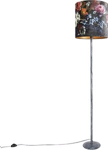 Vintage Stehlampe antiken grauen Schatten Blumenmuster 40 cm - Simplo