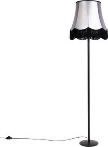 Retro Stehlampe schwarz mit Granny Schirm schwarz mit grau 45 cm - Simplo