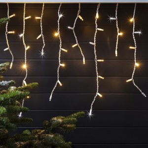 Pro Connect 4m 200er LED Eiszapfen Lichterkette warmweiß Blinkeffekt koppelbar weißes Kabel