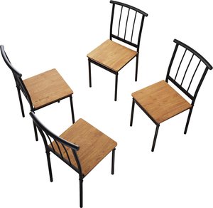 SONNI Esstisch mit 4 Stühlen Holz Solider Stahlrahmen Esszimmer Küche Stühle Tisch Möbel Essgruppe Sitzgruppe,Vintage Dunkelbraun,120x60x76cm