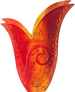Glasvase Designelement Deko Tischvase Fusing Glas Kunst rot orange 31cm Handmade