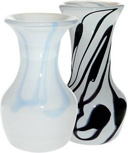 Vase "Stiller" (18cm), weiß/blau