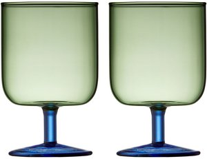 Lyngby Glas Weinglas 2er-Set Torino grün/blau