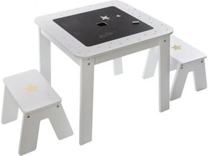 Sphera Kindertisch mit 2 Hockern - Weiß - 57x57x51 cm
