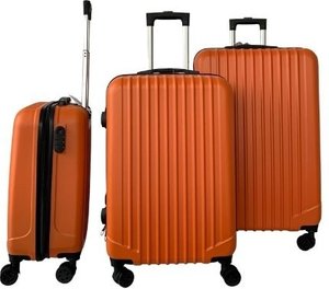 Hoffmanns Kofferset 3-teilig INCL Zahlenschloss - 76x52x30cm - Travelline Orange - 360 Grad Rollen