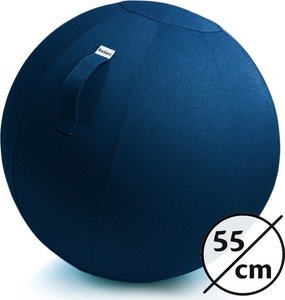 Bckz Sitzball Büro und Zuhause 55 CM - Luxus-Yoga-Ball - Sitzball mit Hülse - Ergonomischer Bürostuhl-Ball - Leinen Dunkelblau