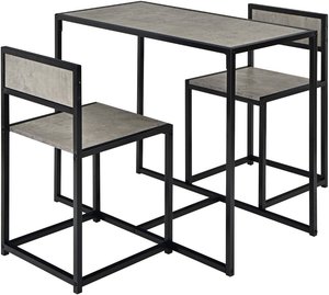 Coast 3 TLG. Küchentisch-Set mit kompakten und 2 Stühlen Holzwerkstoffen + Metall grau
