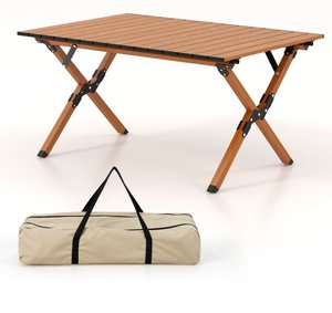 Coast klappbarer Campingtisch aus Aluminium Picknicktisch mit Holzoptik natur 89x59x45cm