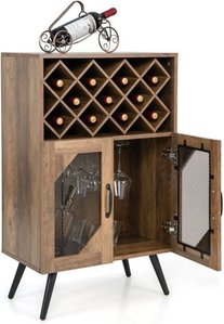 Coast Vintage Weinschrank mit herausnehmbarem Weinregal und integrierten Glashaltern Barschrank Holz Sideboard 59,5 x 33,5 x 93,5 cm