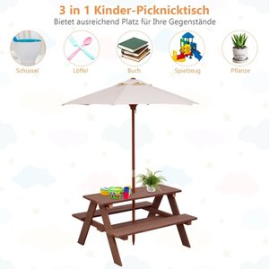 Coast 3-in-1 Picknicktisch mit abnehmbarem Sonnenschirm Kindertisch Hochstuhl Gruppe