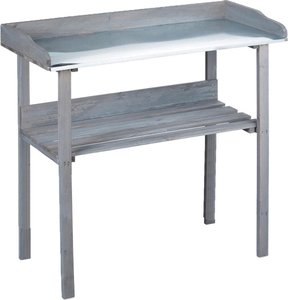 Kynast Holztisch zum Eintopfen mit verzinkter Arbeitsplatte - mit Ablage - Anthrazit - 78x38x86 cm