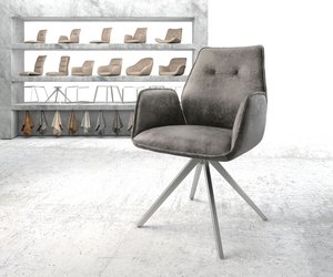 Chaise-pivotante Zoa-Flex gris vintage cadre croisé carré acier inoxydable