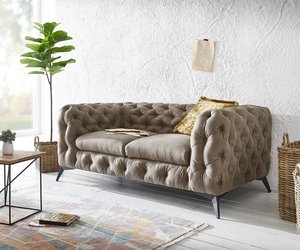 Couch Corleone 185x97 cm Taupe Vintage 2-Sitzer Sofa