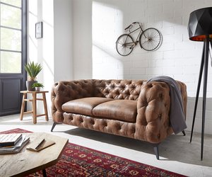 Couch Corleone 185x97 cm  Braun Vintage 2-Sitzer Sofa