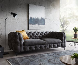Couch Corleone 225x97 cm Schwarz 3-Sitzer Sofa