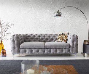 Couch Corleone 225x97x76 Grey 3-Seater Sofa