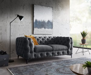 Couch Corleone 185x97 cm Graphite 2-Sitzer Sofa