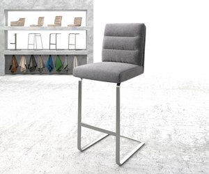 Chaise-de-bar Pela-Flex tissu texturé gris clair chaise cantilever acier plat inoxydable
