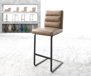 Chaise-de-bar Pela-Flex marron faux cuir vintage chaise cantilever métal plat