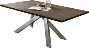 TABLES&Co Tisch 240x100 Balkeneiche Carbongrau Metall Silber