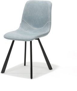 Bari Stuhl mit Stoff Vintage Blau und FuÃgestell Metall Schwarz