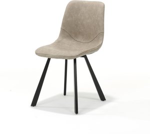Bari Stuhl mit Stoff Vintage Beige und FuÃgestell Metall Schwarz