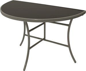 Wandtisch halbrund 110x58 cm mit Stahlgestell und Sicherheitsglas