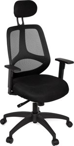 FineBuy Bürostuhl Stoffbezug Schreibtischstuhl Armlehne schwarz Chefsessel 120kg Drehstuhl Kopfstütze X-XL