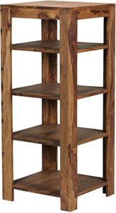 FineBuy Standregal Massiv-Holz Sheesham 105 cm Wohnzimmer-Regal mit 4 Ablagefächer Design Landhaus-Stil Beistelltisch
