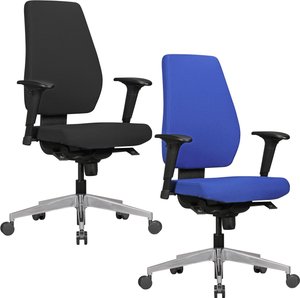 FineBuy Bürostuhl DARIUS mit Stoff-Bezug, Design Schreibtisch-Stuhl mit Synchromechanik & Armlehnen, Drehstuhl Drehsessel ergonomisch 120 kg