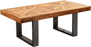 FineBuy Moderner Couchtisch Mango Massivholz 105x55x40 cm Tisch im Industrial Design, Sofatisch mit Holz und Metall, Wohnzimmertisch Rustikal