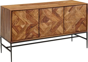 FineBuy Sideboard 123x70x45 cm Sheesham Massivholz / Metall Anrichte mit Türen, Industrial Kommode Kommodenschrank Holz Modern, Standschrank Wohnzimmer