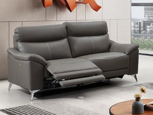 Relaxsofa elektrisch 3-Sitzer - Leder - Taupe - METRONOMYA