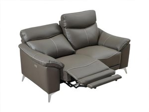 Relaxsofa elektrisch 2-Sitzer - Leder - Taupe - METRONOMYA