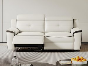 Relaxsofa Leder elektrisch 3-Sitzer - Weiß & Anthrazit - ANGELIQUE