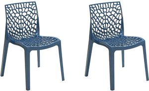 Stuhl 2er-Set stapelbar - Kunststoff - Blau - DIADEME