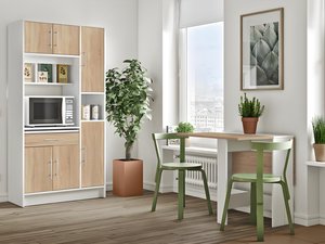 Küchenbuffet Buffetschrank mit 5 Türen & 1 Schublade - Weiß & Holzfarben - MADY