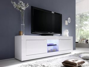 TV-Möbel mit 2 Türen & LEDs - Weiß lackiert - COMETE