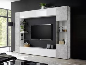 TV-Möbel TV-Wand mit Stauraum - Weiß & Betonfarben - SIRIUS