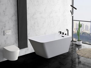 Freistehende Badewanne mit Armatur - 188 L - 150 x 75 x 58 cm - Weiß - MIJA