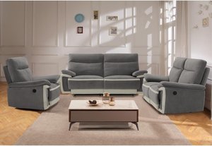 Relaxsofa elektrisch 3-Sitzer METTI - Samt - Grau