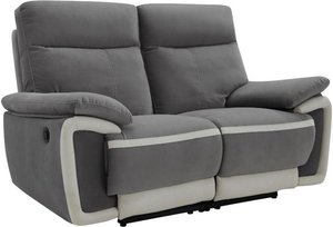 Relaxsofa elektrisch 2-Sitzer METTI - Samt - Grau