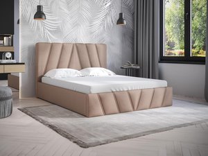 Bett mit Bettkasten - 140 x 190 cm - Samt - Beige - LIDAMA von Pascal Morabito