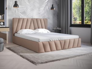 Bett mit Bettkasten - 160 x 200 cm - Samt - Beige - LIDAMA von Pascal Morabito