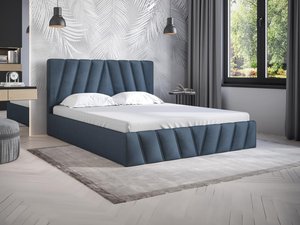 Bett mit Bettkasten - 160 x 200 cm - Samt - Blau - LIDAMA von Pascal Morabito