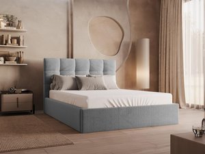 Bett mit Bettkasten - 140 x 190 cm - Samt - Grau - MIRDAL von Pascal Morabito