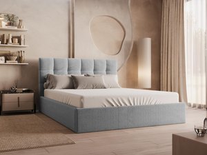 Bett mit Bettkasten - 160 x 200 cm - Samt - Grau - MIRDAL von Pascal Morabito