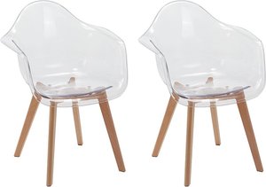 Stuhl mit Armlehnen 2er-Set- Polycarbonat & Buche - Transparent - VIXI
